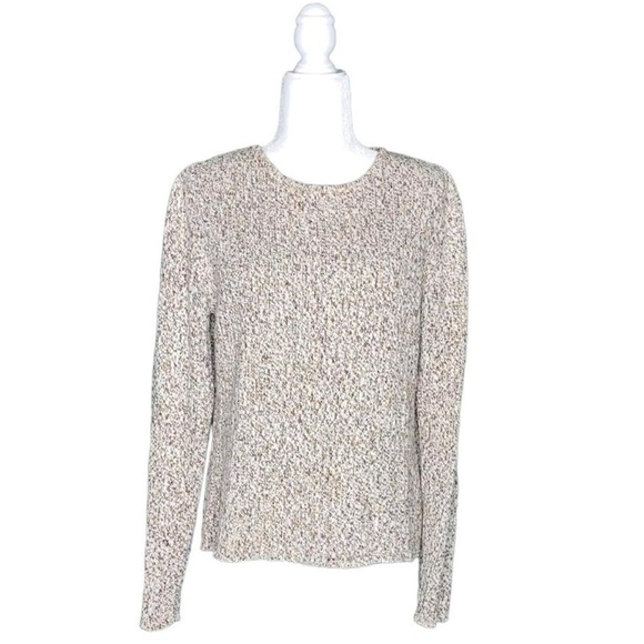 Liz Claiborne Sweaters - CREAM & BROWN THICK KNIT PULLOVER SWEATER · SIZE XL, FITS M/XL · LIZ CLAIBORNE